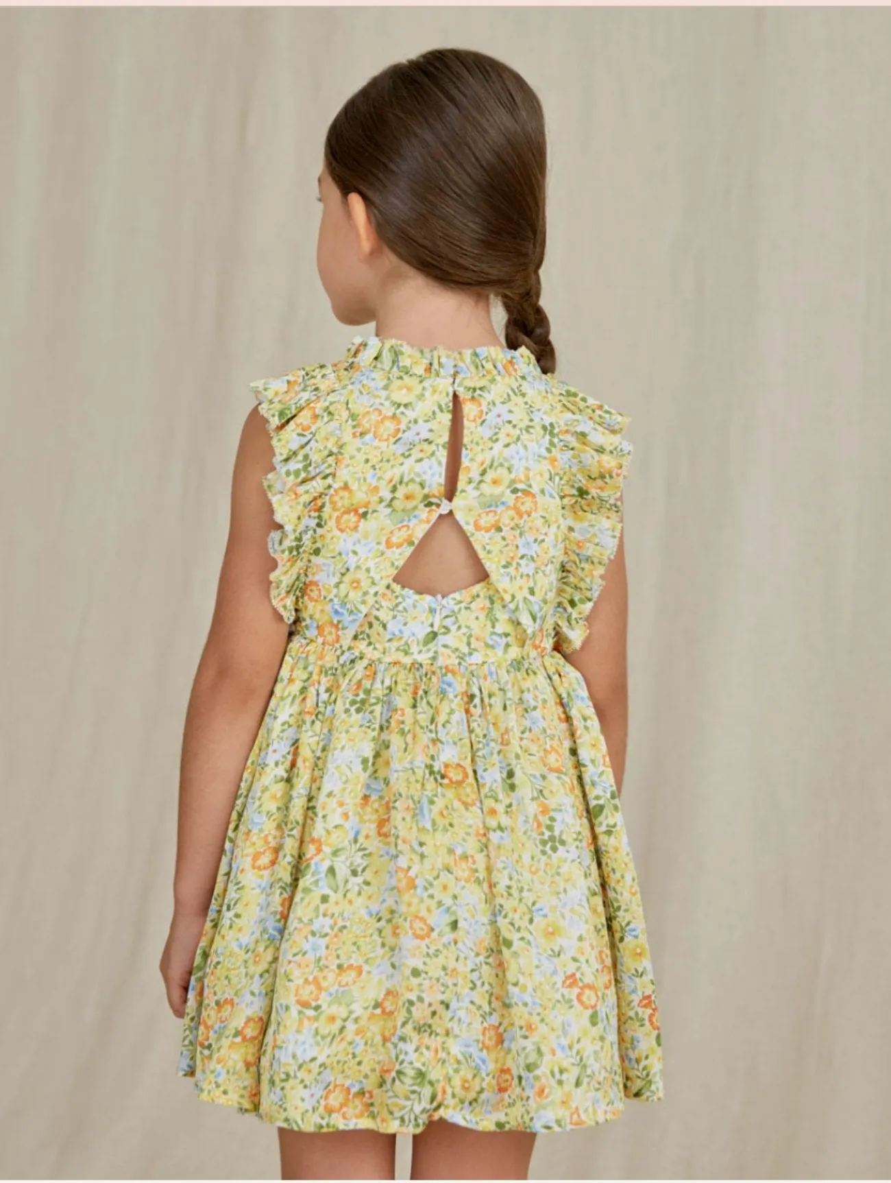 Abel & Lula Girls Yellow Spring Floral Patterned Dress