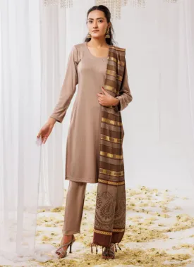 Beige Woollen Knitwear Suits with Dupatta