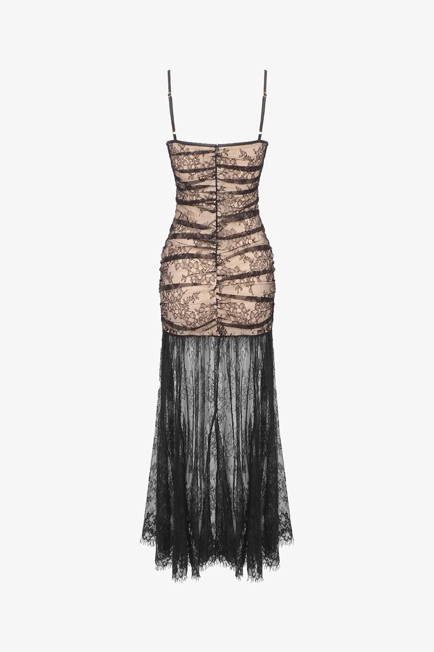 Black Lace Overlay Split Maxi Dress