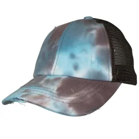 BT-924 C.C Criss Cross Pony Cap Tie Dye Brown/Brown