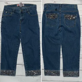 COS Cropped Jeans Golden Sequins Embellishment Size 4