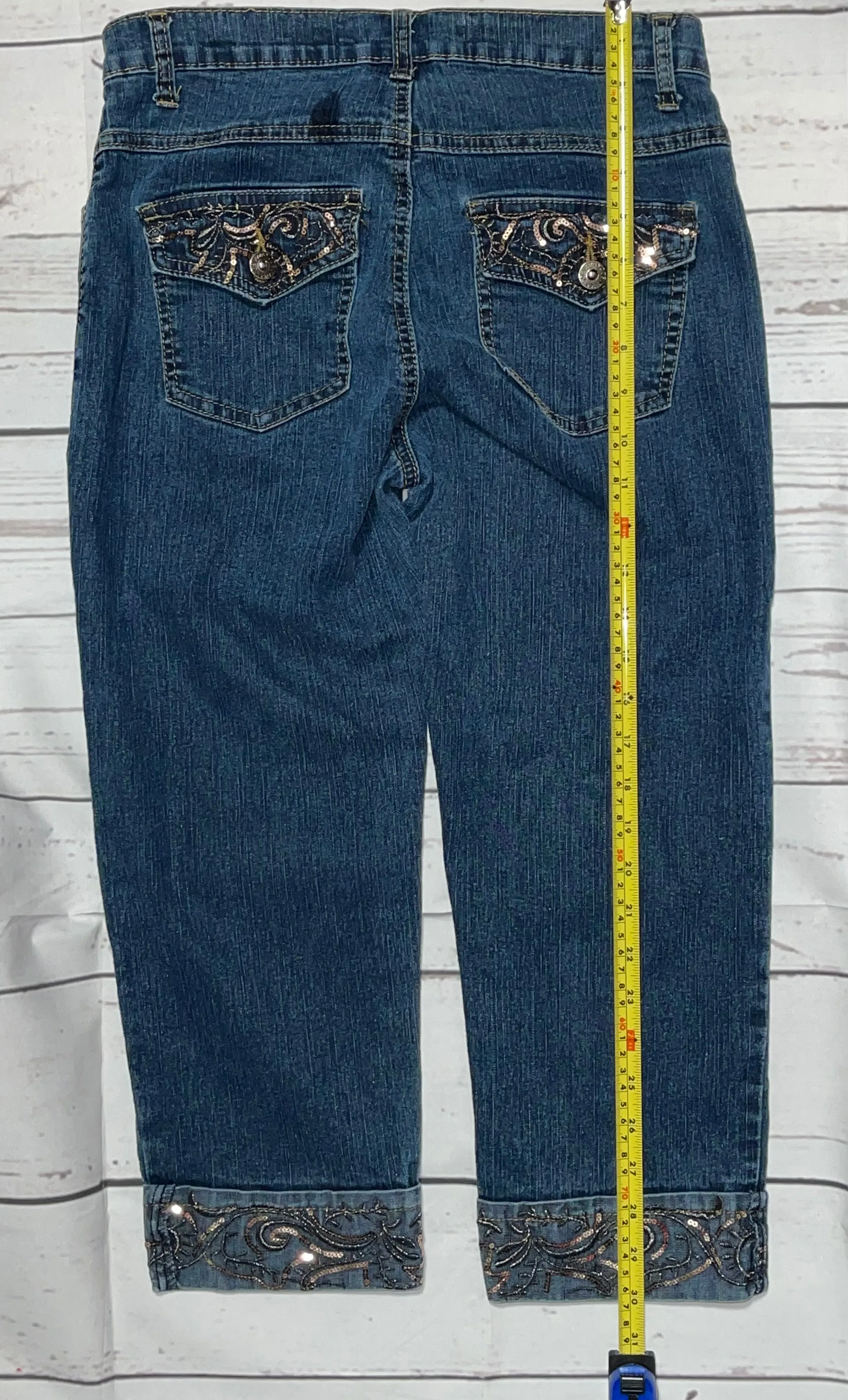 COS Cropped Jeans Golden Sequins Embellishment Size 4