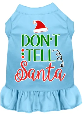 Don't Tell Santa Screen Print Dog Dress Baby Blue Xxl