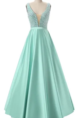 Fairy Tale Green Prom Dresses Satin Prom Dresses Sexy Prom Dresses