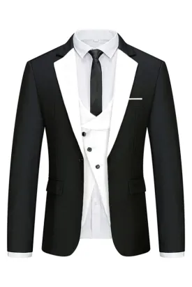 Geoffrey Luxurious Black And White Three-Piece Men's Prom Ensemble