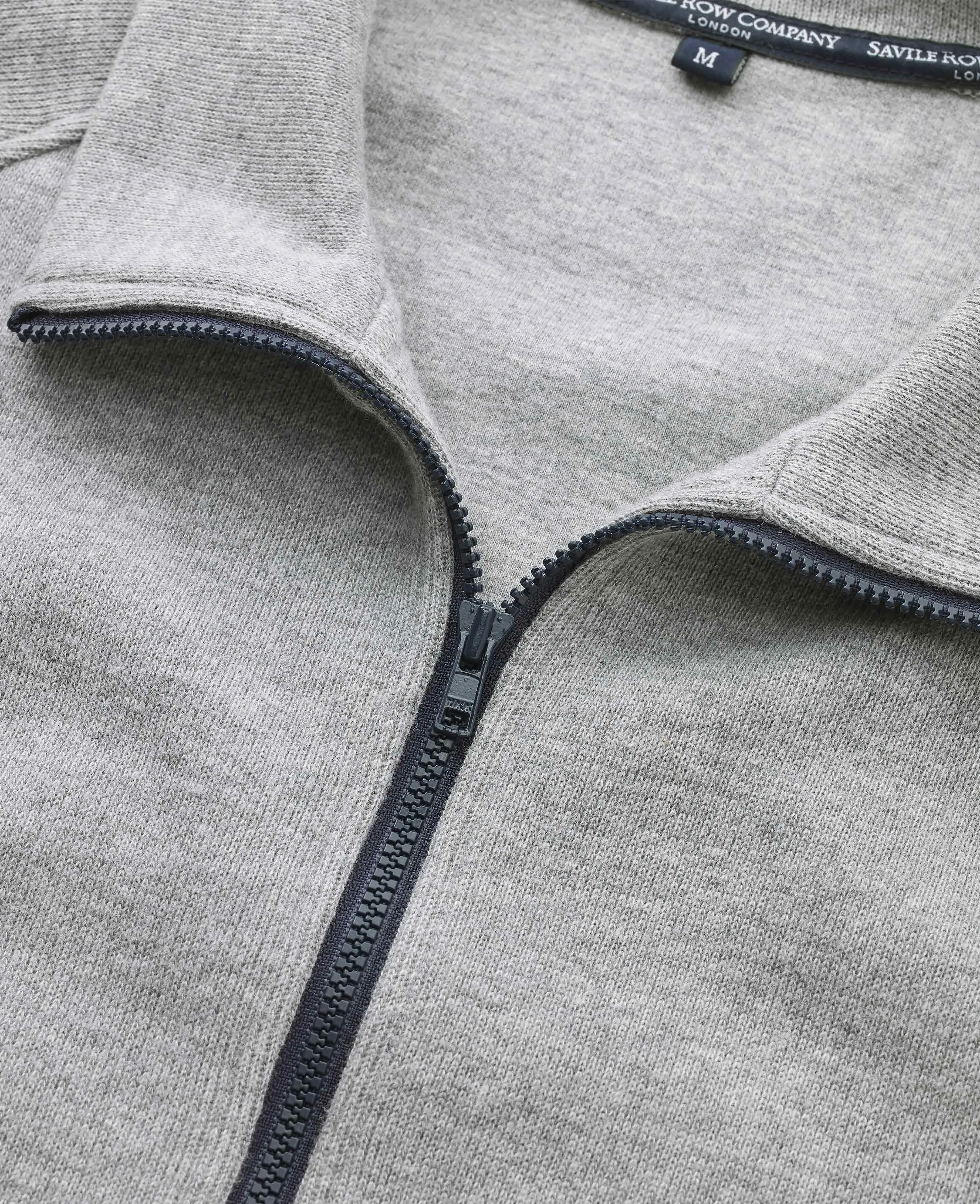 Grey Marl French-Rib Cotton Sweatshirt with contrast Navy Zip