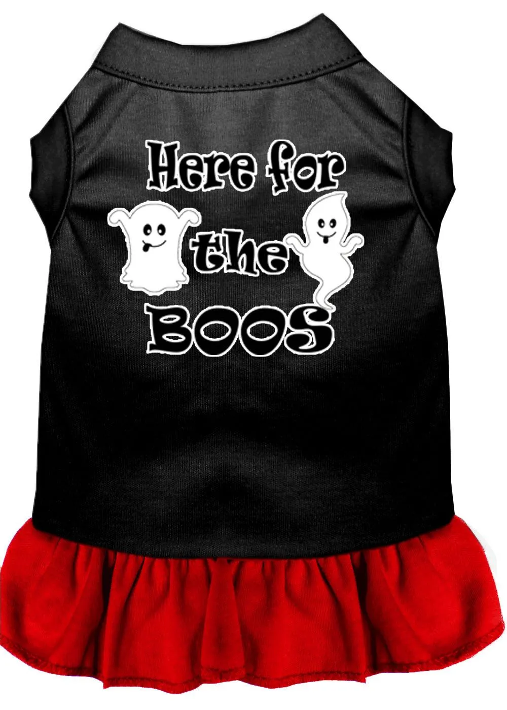 Here For The Boos Screen Print Dog Dress Black With Red Xl (16)