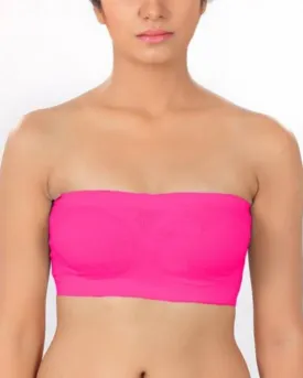 Hot Pink Strapless Sports Bra - Soft & Non Padded Bra