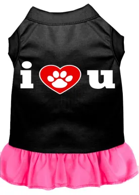 I Heart You Screen Print Dress Black With Bright Pink Xxl (18)