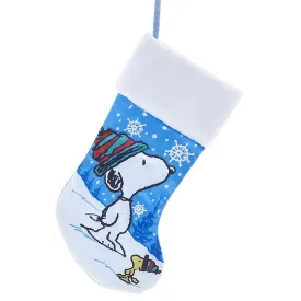 Kurt S. Adler Blue Snoopy with Woodstock Christmas Stocking