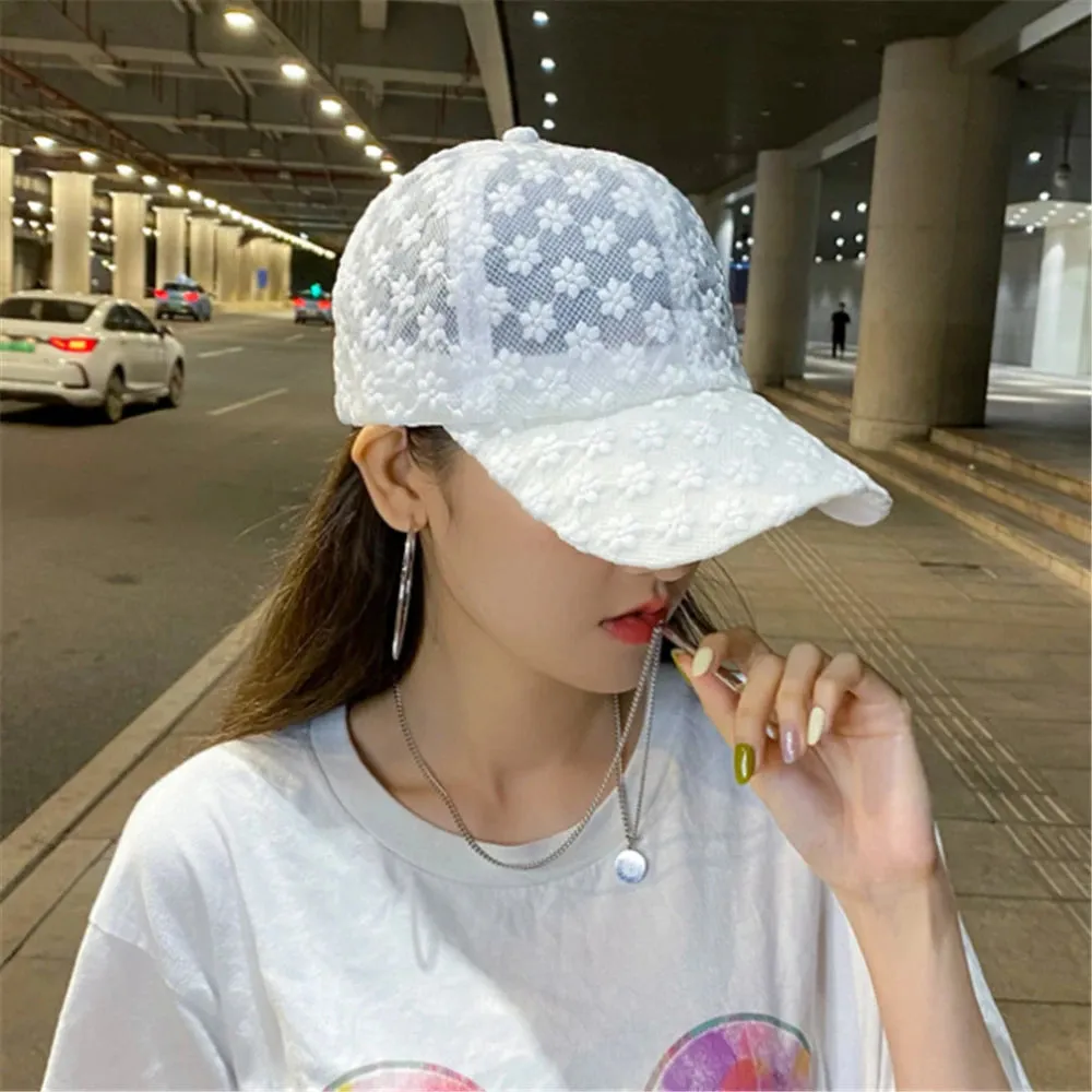 Lace Hat Women Thin Baseball Summer Sunscreen Sun Hollow Breathable Cap Sweet