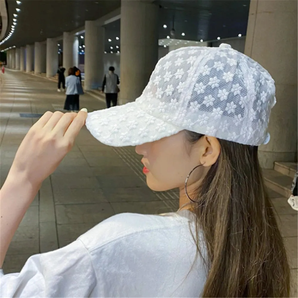 Lace Hat Women Thin Baseball Summer Sunscreen Sun Hollow Breathable Cap Sweet