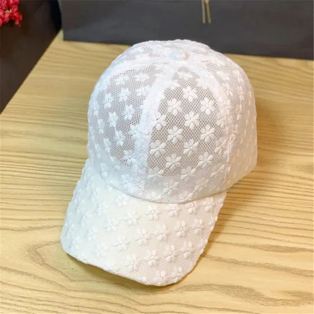 Lace Hat Women Thin Baseball Summer Sunscreen Sun Hollow Breathable Cap Sweet