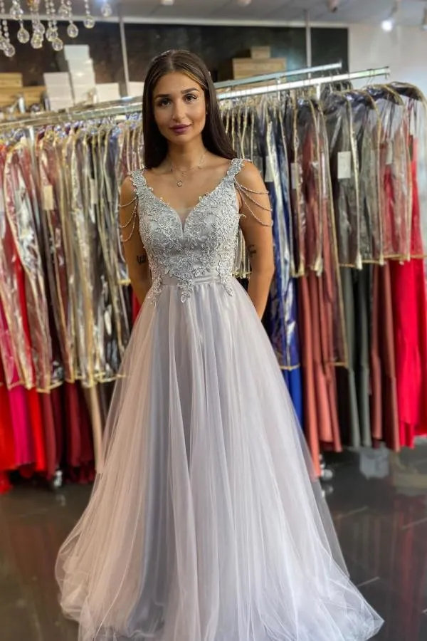 Long A-line Sweetheart Lace Beading Tulle Backless Prom Dress