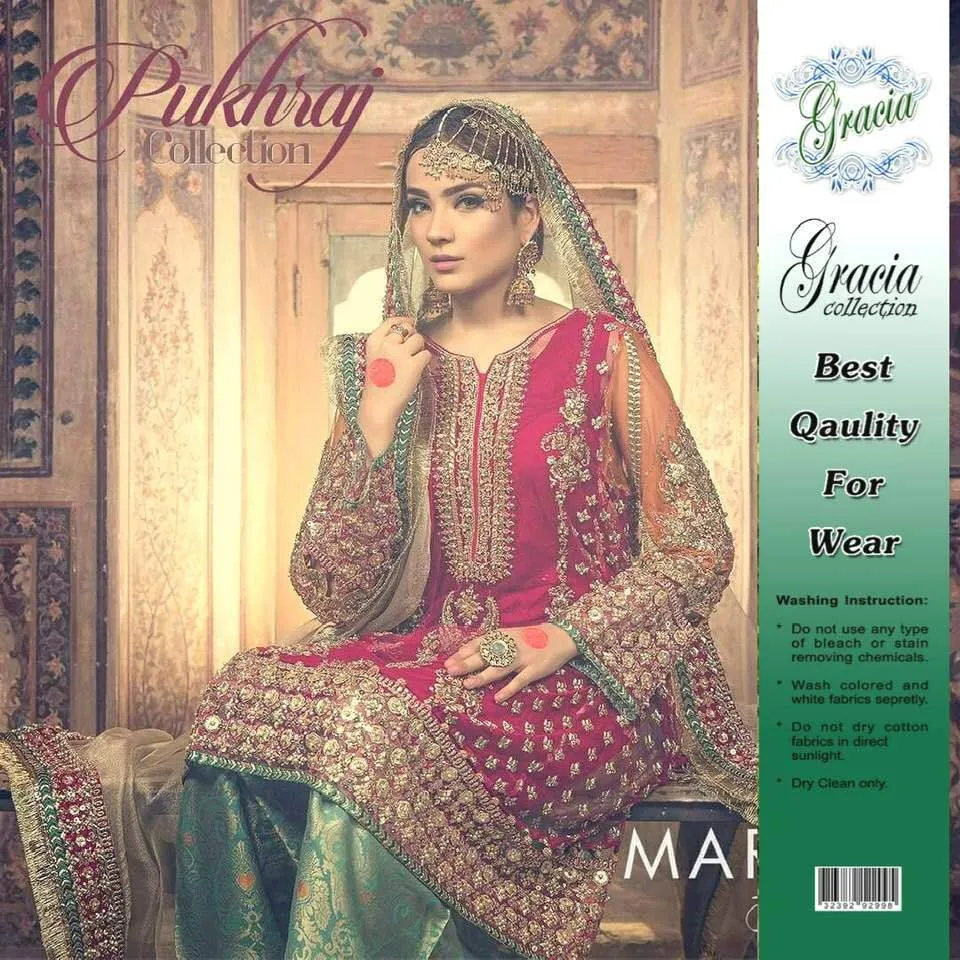 Maria B Chiffon Dresses - Embroidered Net Dupatta - Replica - Unstitched