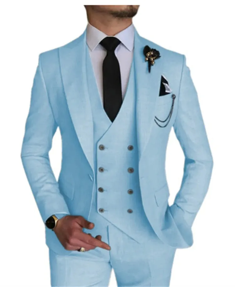 Men 3 Pieces Suit Tailored Wedding Slim Fit Business Blazer Jacket Vest Pants Tuxedo | 101