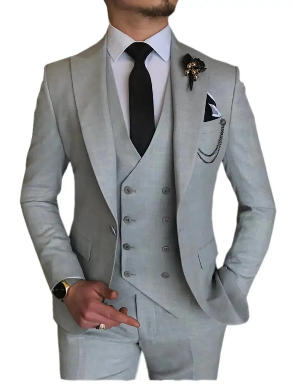 Men 3 Pieces Suit Tailored Wedding Slim Fit Business Blazer Jacket Vest Pants Tuxedo | 101