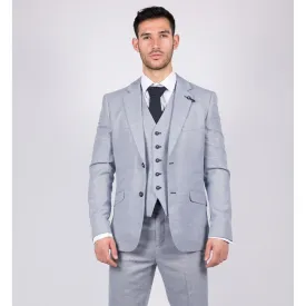 Mens 3 Piece Suit Light Blue Summer Linen Tailored Fit Wedding Prom Classic