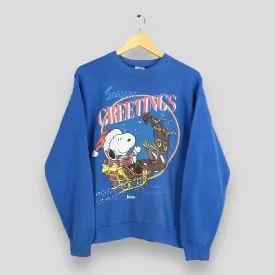 Peanuts Snoopy Christmas Blue Sweatshirt Medium