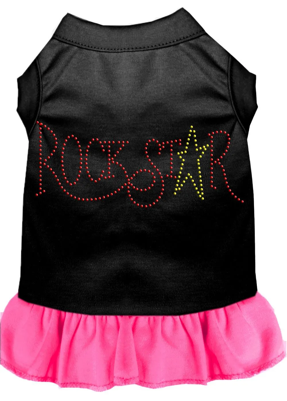 Rhinestone Rockstar Dress Black With Bright Pink Lg (14)