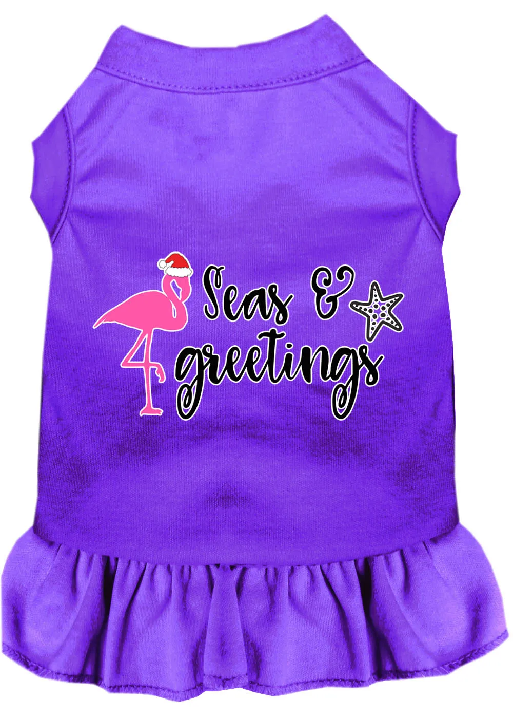 Seas And Greetings Screen Print Dog Dress Purple Med