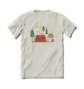 Snoopy Camping Short Sleeve T-Shirt (Butterblend Sleepshirt Fabric)