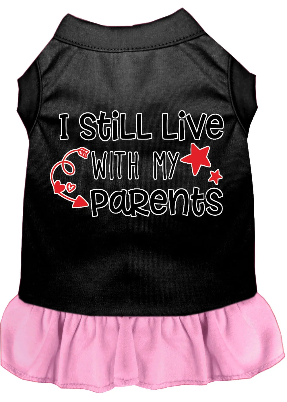 Still Live With My Parents Screen Print Dog Dress Black With Light Pink Xs (8)