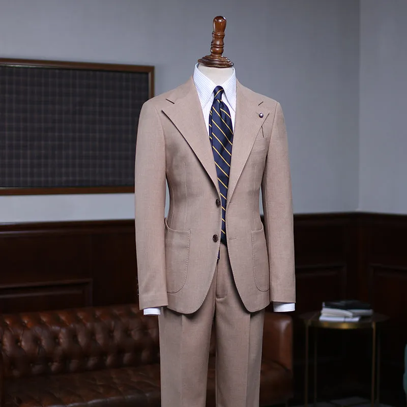 Tab Classic Khaki Two Pieces Slim Fit Custom Business Suit