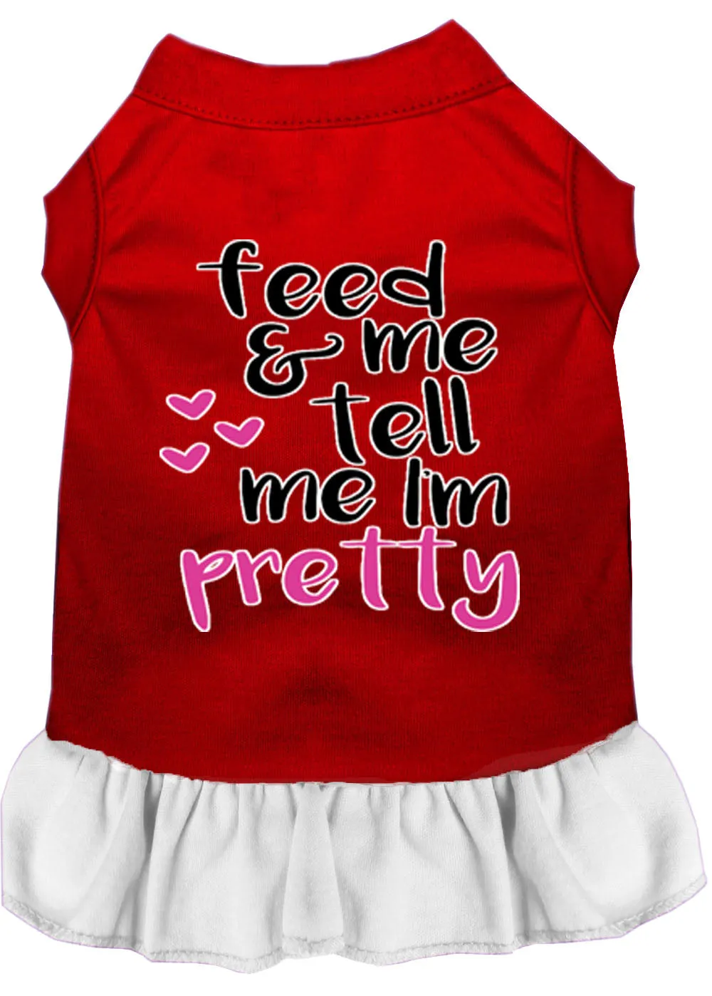 Tell Me I'm Pretty Screen Print Dog Dress Red With White Xl (16)