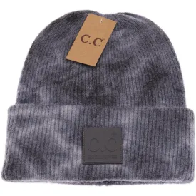 TIE DYE BEANIE WITH RUBBER PATCH HAT