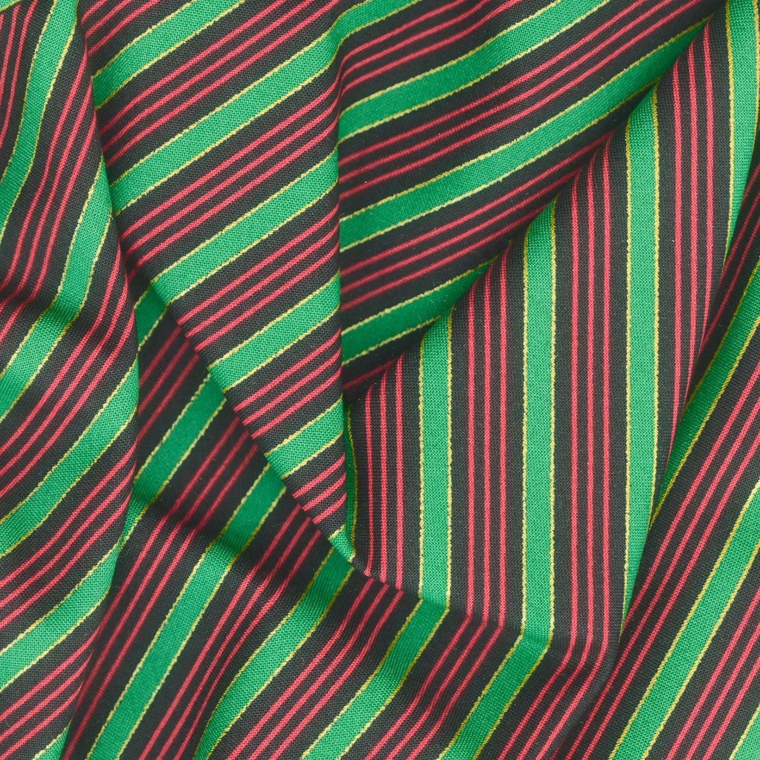 Tis the Season - Diagonal Candy Stripe Metallic Yardage