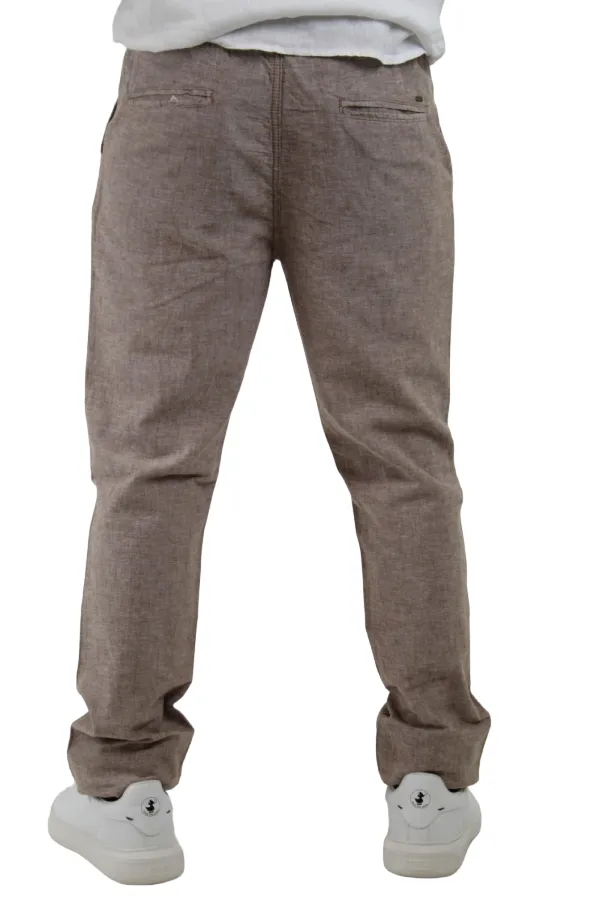 Trez pantalone casual da uomo in lino Poly 2233 M46439 737 light brown