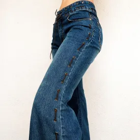 Vintage Lace Up Flare Jeans