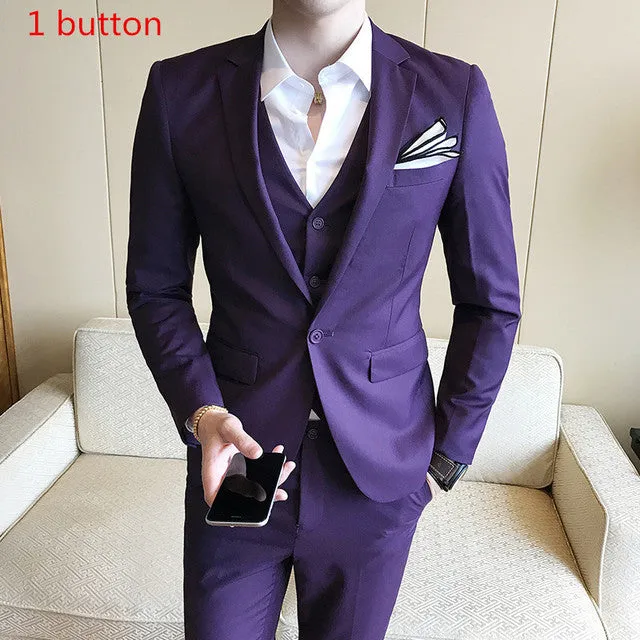 West Louis™ Designer Tailored Elegant Slim Fit 3 Piece Suit