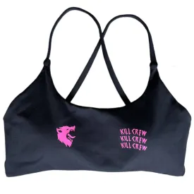 WOLF LOW SUPPORT SPORTS BRA -  BLACK / PINK