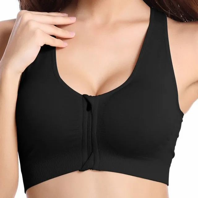 Women Zipper Push Up Sports Bras