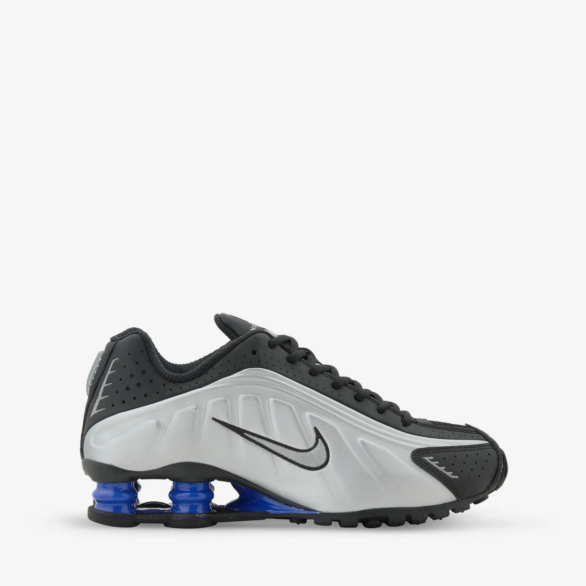 Women's Shox R4 Black | Metallic Silver | Racer Blue