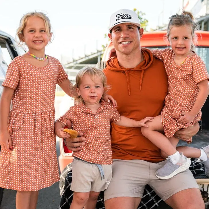 Youth Girls Dress - Texas Orange & White