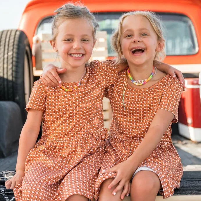 Youth Girls Dress - Texas Orange & White