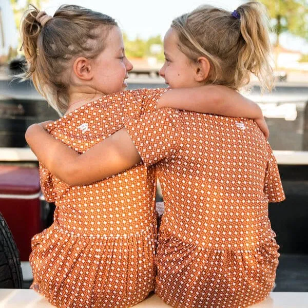 Youth Girls Dress - Texas Orange & White