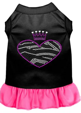 Zebra Heart Rhinestone Dress Black With Bright Pink Xl (16)